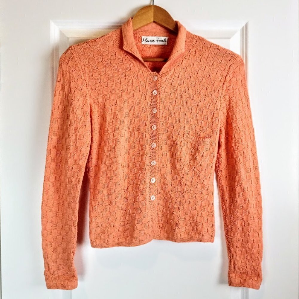 Marion Foale Tangerine Orange Knit Cardigan